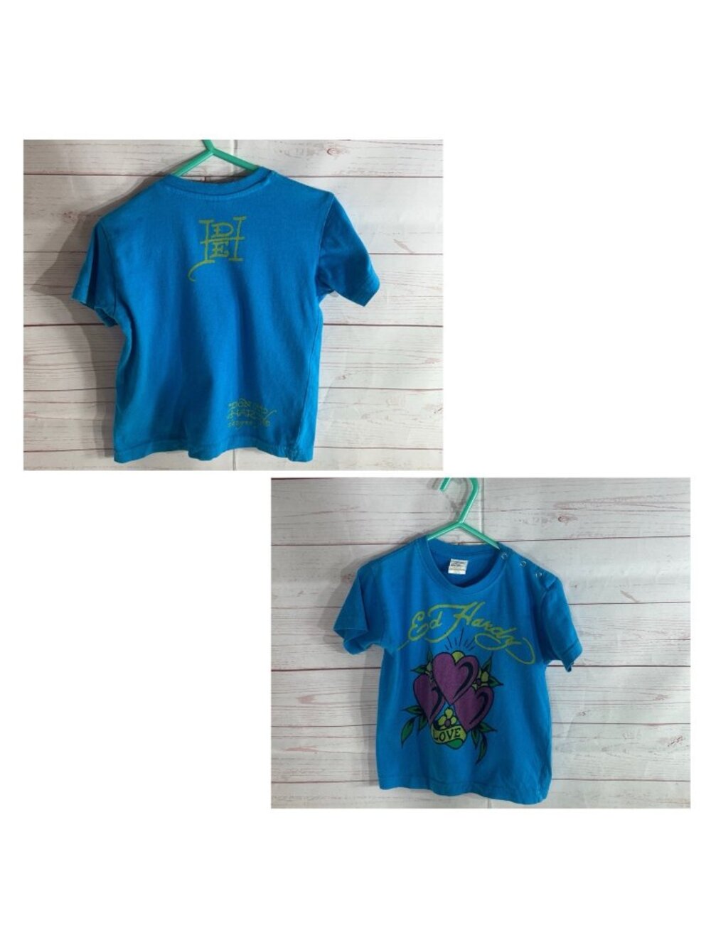 Baby Toddler Girl's Ed Hardy T-Shirt Size 18/24 Months Blue short sleeve graphic